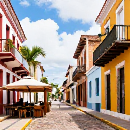 Caribbean Holidays, Dominican Republic Solo Holidays, Solo traveller exploring the colourful colonial streets of Santo Domingo, Dominican Republic, with historic buildings and a lively caf&eacute;