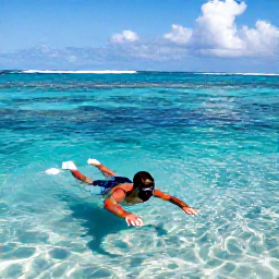 Caribbean Holidays, Dominican Republic Solo Holidays, Solo traveller swimming and snorkelling in clear Caribbean water near Punta Cana, colourful fish, reef and sunny tropical coastline