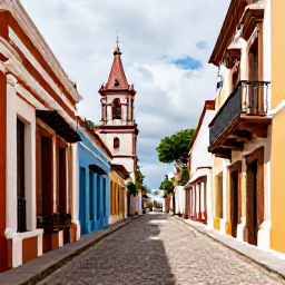 Caribbean Holidays, Dominican Republic Tours, A guided walking tour through Santo Domingo's historic Colonial Zone, showing colourful buildings, cobbled streets and Spanish architecture