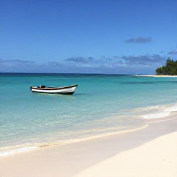 Caribbean Holidays, Dominican Republic Tours, Clear turquoise water, white sand beach and small boat near Saona Island in the Dominican Republic