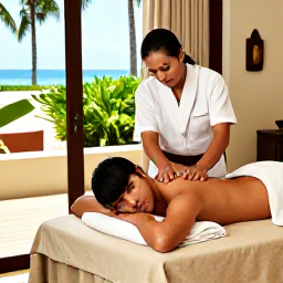 Caribbean Holidays, Dominican Spa Breaks, Couple enjoying a relaxing massage in an elegant Dominican Republic hotel spa