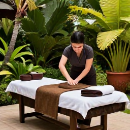 Caribbean Holidays, Dominican Spa Breaks, Peaceful Dominican Republic spa setting with a massage beside lush tropical gardens and soft natural light