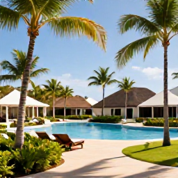 Caribbean Holidays, Dominican Spa Breaks, Peaceful luxury spa resort in Punta Cana, Dominican Republic, with palm trees, a pool and bright March sunshine