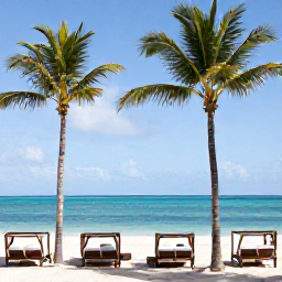 Caribbean Holidays, Dominican Spa Breaks, Relaxing beachfront spa in Punta Cana, Dominican Republic, with palm trees, treatment cabanas and a calm turquoise sea
