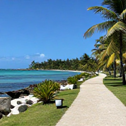 Caribbean Holidays, Dominican Walking, A coastal walking path beside turquoise Caribbean water, sandy coves and palm trees in the Dominican Republic