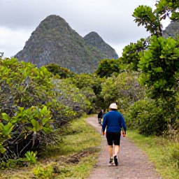 Caribbean Holidays, Dominican Walking Holidays, Hikers following a rainforest path in Los Haitises National Park, Dominican Republic, surrounded by karst hills, mangroves and tropical vegetation