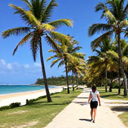 Caribbean Holidays, Dominican Walking Holidays, Walkers exploring a palm-fringed beach and coastal path in Saman&aacute;, Dominican Republic