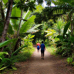 Caribbean Holidays, Dominican Walking Holidays, Walkers following a shaded trail through lush tropical forest near the Dominican Republic coast