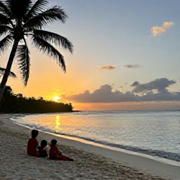 Caribbean Holidays, Dominican Walking Holidays, Walkers resting beside a peaceful Caribbean beach at sunset in the Dominican Republic