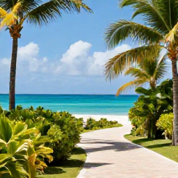 Caribbean Holidays, Dominican Wellness, Relaxed coastal scene in the Dominican Republic with turquoise water, lush greenery and a peaceful beach path