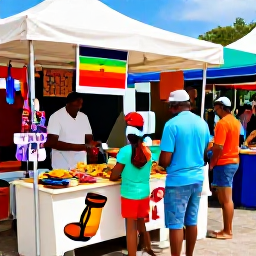 Caribbean Holidays, Family Caribbean Holidays, Family enjoying a colourful Caribbean market with local food stalls, music and handmade crafts