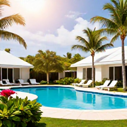Caribbean Holidays, Family Holidays, Comfortable family resort with swimming pool, gardens and palm trees in warm Caribbean sunshine