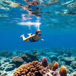 Caribbean Holidays, Family Holidays, Family snorkelling over colourful coral reef in clear Caribbean water with tropical fish visible below