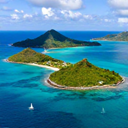 Caribbean Holidays, February Adventure, Aerial view of the British Virgin Islands in February, showing turquoise water, green volcanic islands and sailing boats