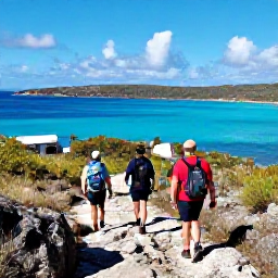 Caribbean Holidays, February Adventure, Hikers walking along a rugged trail above the Baths on Virgin Gorda, British Virgin Islands, with sea views