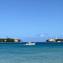 Caribbean Holidays, February Adventures, A small boat cruising between Saint Martin and nearby Caribbean islands beneath a clear February sky