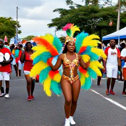 Caribbean Holidays, February Adventures, Colourful Trinidad Carnival street parade in Port of Spain with dancers in elaborate costumes, musicians and joyful crowds