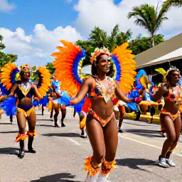 Caribbean Holidays, February Adventures, Colourful Trinidad Carnival street parade with elaborate costumes, dancers and live music in bright February sunshine