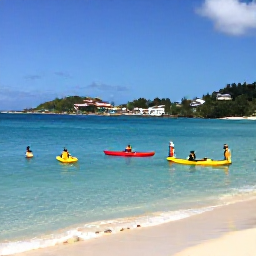 Caribbean Holidays, February Adventures, Kayakers and snorkellers exploring clear turquoise water beside a quiet beach in Saint Martin and Sint Maarten