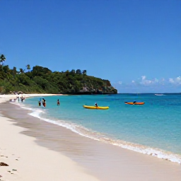 Caribbean Holidays, February Adventures, Kayakers and snorkellers exploring clear turquoise water beside a quiet sandy beach on Nevis