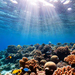 Caribbean Holidays, February Adventures, Snorkellers exploring a vibrant coral reef near Providenciales, with tropical fish, clear water and sunlight filtering from above