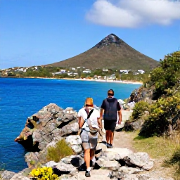 Caribbean Holidays, February Adventures, Travellers hiking along a scenic coastal trail above the Caribbean Sea on Saint Martin, with rocky viewpoints and bright blue water