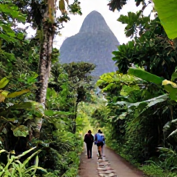 Caribbean Holidays, February Adventures, Travellers hiking through lush rainforest on a marked trail beneath the Pitons in Saint Lucia