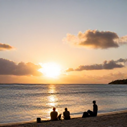 Caribbean Holidays, February Adventures, Travellers relaxing at a quiet Caribbean beach at sunset on Saint Kitts and Nevis