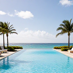 Caribbean Holidays, February Aruba Adults Only, Peaceful Aruba adults-only resort pool overlooking the Caribbean Sea on a sunny February morning