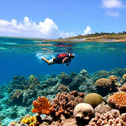 Caribbean Holidays, February Backpacking, Backpacker snorkelling above clear shallow water beside a colourful coral reef in the Grenadines