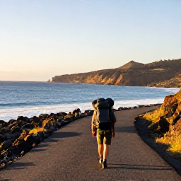 Caribbean Holidays, February Backpacking, Backpacker walking along a quiet volcanic coastline in Montserrat under warm February sunshine