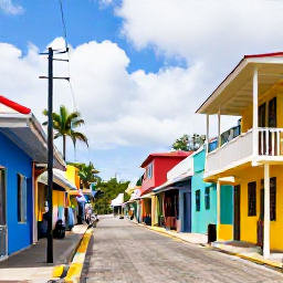 Caribbean Holidays, February Backpacking, Colourful streets and historic buildings in Basseterre, Saint Kitts, with travellers exploring the town