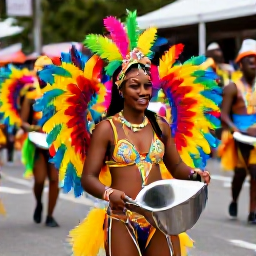 Caribbean Holidays, February Backpacking, Colourful Trinidad Carnival procession in Port of Spain with feathered costumes, steelpan musicians and happy crowds