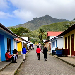 Caribbean Holidays, February Backpacking, Friendly Montserrat village street with local food, music and travellers in February