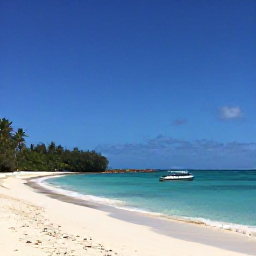 Caribbean Holidays, February Backpacking, Small passenger boat approaching the turquoise water and palm-fringed beach of Bequia in the Grenadines
