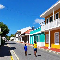 Caribbean Holidays, February Barbados, Family exploring the colourful streets and historic buildings of Bridgetown, Barbados, in sunny February weather