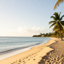 Caribbean Holidays, February Beach Holidays, A wide sandy beach on Saint Kitts with calm turquoise water, palm trees and warm February sunshine