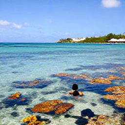 Caribbean Holidays, February Beach Holidays, Snorkeller exploring clear shallow water over a colourful reef near Saint Martin and Sint Maarten, sunny Caribbean day