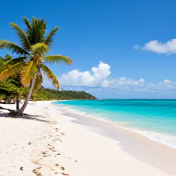 Caribbean Holidays, February Beaches, A quiet white-sand beach on Saint Vincent and the Grenadines in warm February sunshine, with turquoise water and gently swaying palms