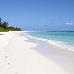 Caribbean Holidays, February Beaches, A wide, uncrowded white-sand beach on Providenciales in the Turks and Caicos Islands, calm turquoise sea, bright February sunshine