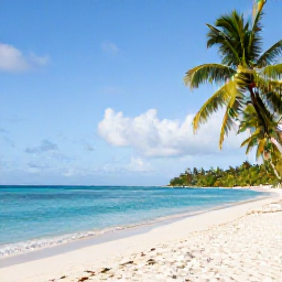 Caribbean Holidays, February Beaches, Bright February morning on a calm white-sand beach in the British Virgin Islands, turquoise water, palm trees and a relaxed Caribbean atmosphere