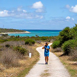 Caribbean Holidays, February Birdwatching, A birdwatcher with binoculars walking along a quiet Saint Barth&eacute;lemy trail above a bright Caribbean bay in February