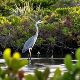 Caribbean Holidays, February Birdwatching, A Caribbean pond on Saint Barth&eacute;lemy surrounded by low vegetation, with a heron and small wading birds in soft morning light
