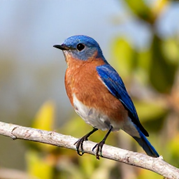 Caribbean Holidays, February Birdwatching, A close-up scene of a Bermuda bluebird perched on a branch, with coastal vegetation and bright winter sunshine in the background