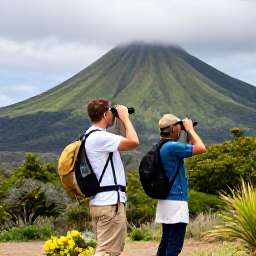 Caribbean Holidays, February Birdwatching, Birdwatcher exploring lush volcanic slopes with binoculars on Sint Eustatius