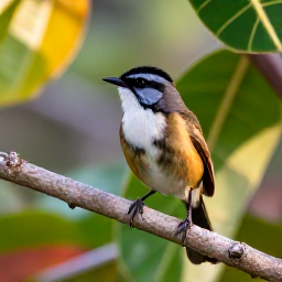 Caribbean Holidays, February Birdwatching, Close-up of a Caribbean bird perched on a branch with tropical leaves and soft morning light
