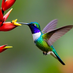Caribbean Holidays, February Birdwatching, Close view of a bright Caribbean hummingbird feeding from a tropical flower, soft natural background