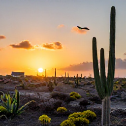 Caribbean Holidays, February Birdwatching, Colourful Cura&ccedil;ao landscape at sunrise with cacti, dry woodland and native Caribbean birds
