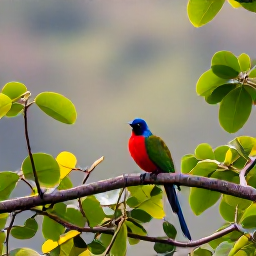 Caribbean Holidays, February Birdwatching, Colourful tropical birds perched among lush rainforest foliage in Trinidad, soft morning light