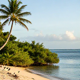 Caribbean Holidays, February Birdwatching, Quiet Caribbean coastline with mangroves, palms and wading birds on a sunny February morning in the Grenadines